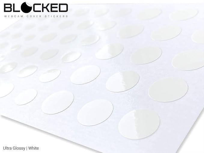 Stackable Webcam/Camera Vinyl Covers | 57 Low-Tack Restickable Webcam Sticker | Multiple Sizes | White 57-Pack (Ultra Glossy)