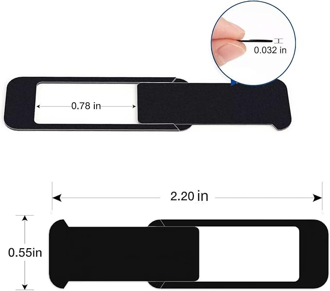 Laptop Camera Cover Slide, Webcam Cover Slide, Ultra-Thin, US Flag Pattern Design, 6 Pack Apply to Laptop, Tablet, MacBook Camera Cover Slide Protect Your Privacy (Black & 6-Pack)