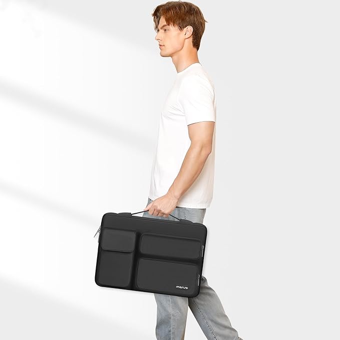 MOSISO 360 Protective Laptop Case 16 inch, 15-15.6 inch Laptop Sleeve Compatible with MacBook Pro 16, HP Acer Dell Lenovo ASUS Notebook,Side Open Bag with 2 Raised&1 Flapover Pockets, Black