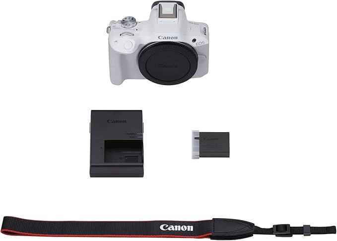 Canon EOS R50 Mirrorless Vlogging Camera (Body Only/White), RF Mount, 24.2 MP, 4K Video, DIGIC X Image Processor, Subject Detection & Tracking, Compact, Smartphone Connection, Content Creator