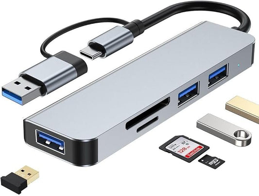 VIENON 5 in 1 Aluminum USB-C Hub with Memory Card Reader and 3 USB 3.0 Ports, for PC, Laptops, MacBook Pro/Air, iMac Pro, Surface and Tablet