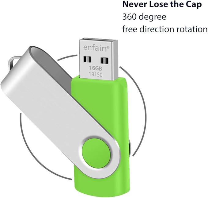 10 X Enfain 16GB USB Flash Drive 2.0 Memory Zip Pen Disk Green, Ideal for Tradeshows, Branded Giveaways, and Other Event-Related Marketing Strategies