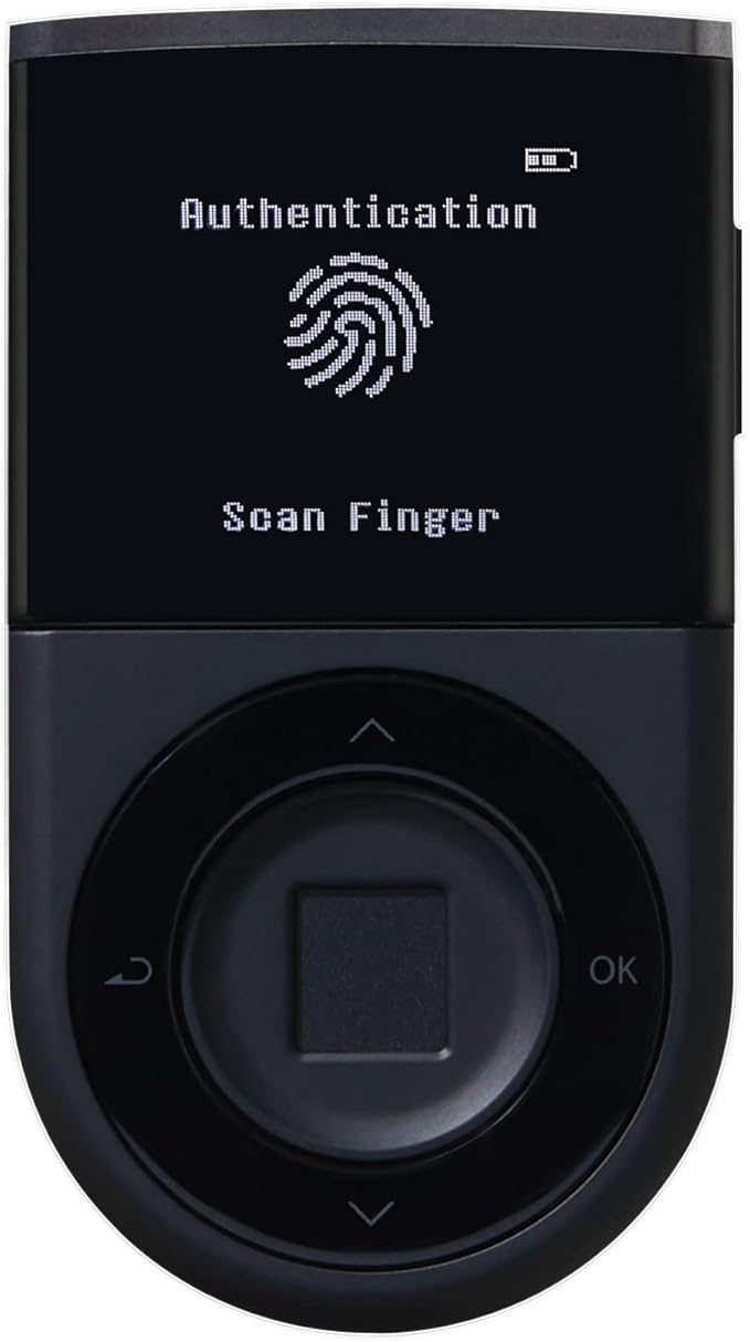 D'CENT Hardware Wallet – Biometric Cold Wallet for Crypto with Fingerprint Authentication | Secure Bluetooth Storage for Bitcoin, Ethereum, XRP, XDC, Solana, Stablecoins & More