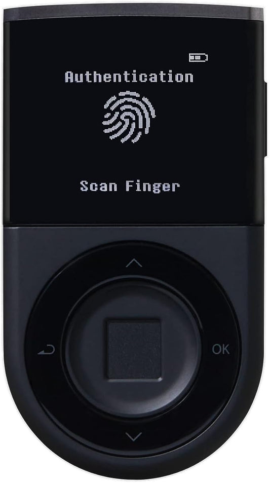 D'CENT Hardware Wallet – Biometric Cold Wallet for Crypto with Fingerprint Authentication | Secure Bluetooth Storage for Bitcoin, Ethereum, XRP, XDC, Solana, Stablecoins & More