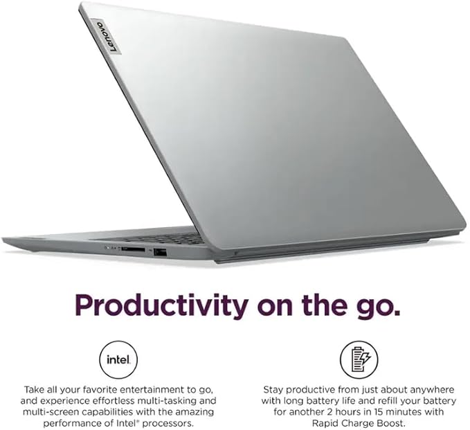 Lenovo IdeaPad 15.6" Laptop, 12GB RAM 640GB Storage (256GB SSD+128GB eMMC+256GB Docking Station), Windows 11 Pro & 1-Year Microsoft Office 365 Included, Intel Celeron N4500, PLUSERA Earphones, Gray