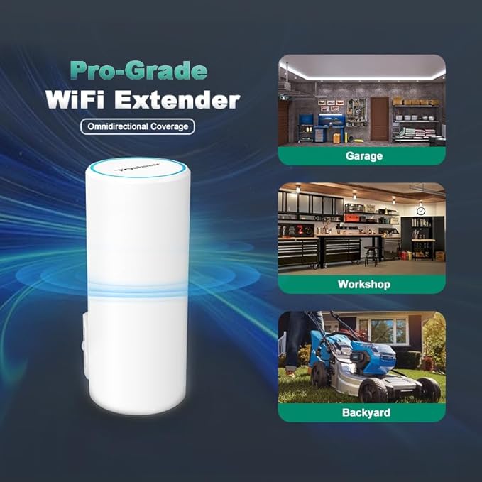Pro-Grade Outdoor WiFi Extender |POE Powered,85m Range & Military-Grade Durability,TUYAAPP Remote Smart Control,USA Server