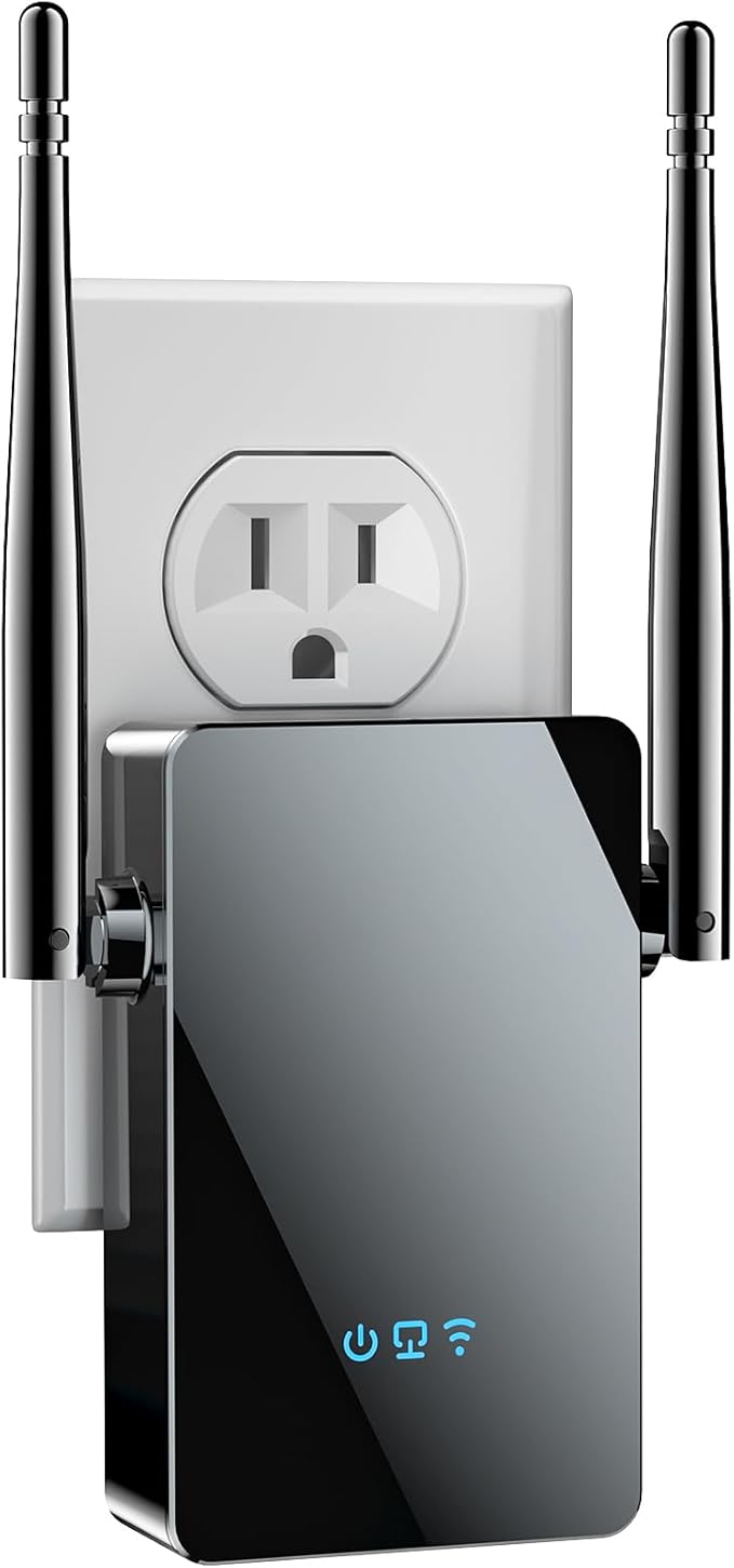 2025 WiFi Extender Signal Booster, New Gen Internet Booster for Home, 4X Faster, Covers up to 10,000 sq.ft, Wi-Fi Repeater with Ethernet Port, Wireless Long Range Amplifier, Easy Setup (Black)