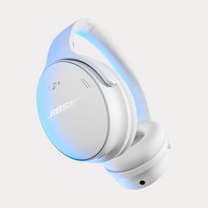 Bose QuietComfort Headphones - Wireless Bluetooth Headphones, Active Over Ear Noise Cancelling and Mic, USB-C Charging, Deep Bass, Up to 24 Hours of Playtime, White Smoke
