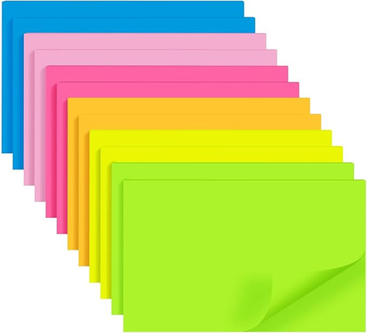 (12 Pads) Sticky Notes 3x5 in, Bright Colors Strong Adhesive Post, Suitable for School, Home, Office, Clean Removal, 50 Sheets/pad