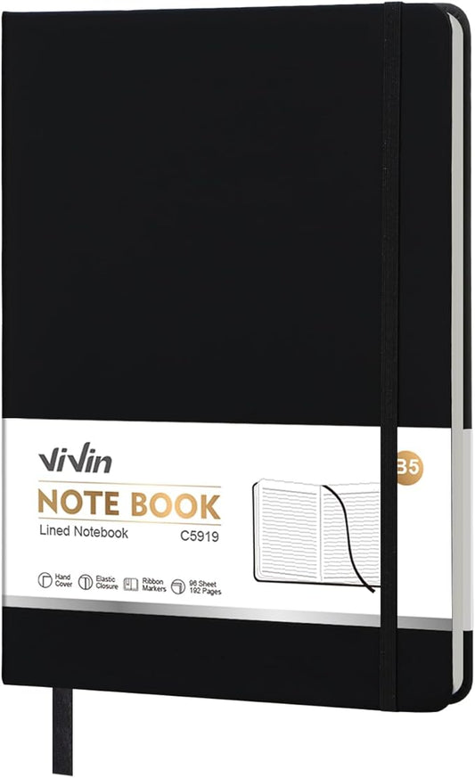 Vivin B5 College Ruled Notebook for Work,6.9"x9.8" Leather Hardcover Journal,192 Pages Professional Lined Notebook for Office & Business