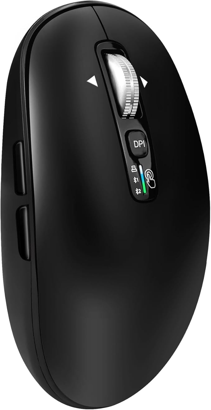 Wireless Bluetooth Mouse,USB+BT×2,Multi Device Ergo Full Size Mouses-big Hand,Metal 4-Way Super Scrolling,± 3000 DPI,10 Buttons,Plug&Play,Quiet,w/ 2 Batteries,Mice for Laptop,Computer,Tablet,Mac,iPad