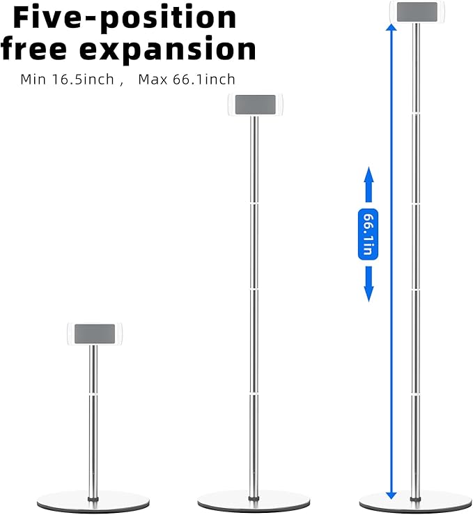 OATSBASF Heavy-Duty Tablet Floor Stand - 66.1" Height-Adjustable, Overhead Bed Phone/Tablet Holder, Fits 4.7-12.9" iPad Pro/Air/Mini, Kindle & Cell Phones