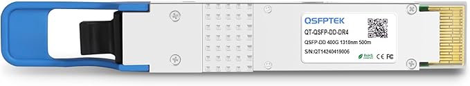 QSFPTEK 400GBase QSFP Module DR4 QSFP-DD PAM4 1310nm 500m DOM MTP/MPO SMF Optical Transceiver Module Compatible with Cisco QDD-400G-DR4-S -1pack