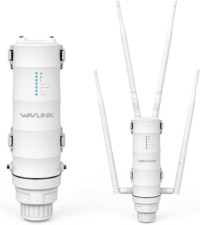 WAVLINK AC1200 Outdoor WiFi Long Range Extender, Dual Band Weatherproof Outdoor Access Point with POE, High Power WiFi Extender Signal Booster, Support Wi-Fi AP/Repeater/Router Mode