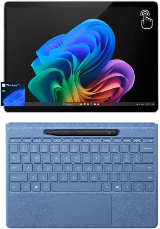 Microsoft Surface Pro 11 Bundle, 2-in-1 Tablet with Flex Keyboard and Slim Pen, Copilot+ PC, 13" Touchscreen OLED Display, Snapdragon X Elite (12 Core), 32GB RAM, 256GB SSD, Windows 11 Pro, Platinum