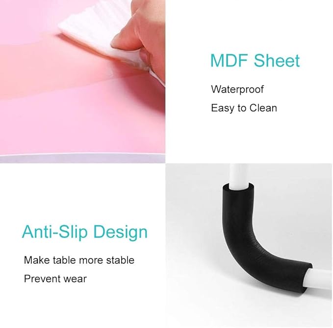 Lap Desk with Storage Drawer, Holders for Cup and Tablet, Tray Table with Foldable Legs, Laptop Bed Stand, Portable Standing Table for Sofa Couch Floor (23.6", Pink)