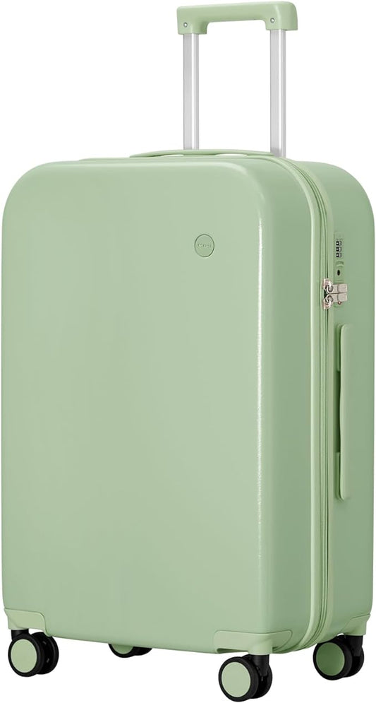 mixi Luggage Suitcase with Spinner Wheels, Hardside Rolling Suitcase PC with Cover & TSA Lock Lightweight Travel Case 24in Checked in, Avocado Green