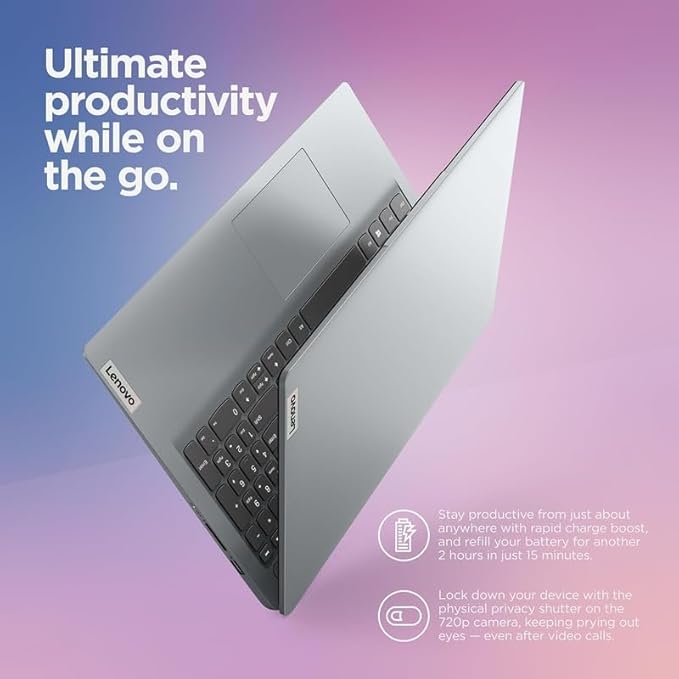 Lenovo IdeaPad 2025 Slim Laptop, 12GB RAM, 756GB Storage (256GB SSD & 500GB External), Dual Core Intel Processor, 15.6 Inch Anti-Glare Display, WiFi 6, HD Webcam, Long Battery, Office 365, Win 11