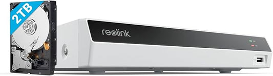 REOLINK NVR RLN8-410-White, 8 Channel, Network Video Recorder for Home PoE Security Camera System, Only Work with 16MP/12MP/4K/8MP/5MP/4MP Reolink Camera, 24/7 Recording to Pre-Installed 2TB HDD