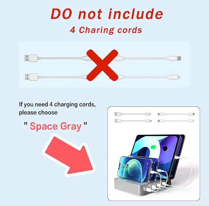 USB Charging Station - Charging Dock - 4-Port - Fast Charging Station for Multiple Devices - Docking Station - Smart Charging Station Dock - Multi Charging Station for Cell Phones and Tablets