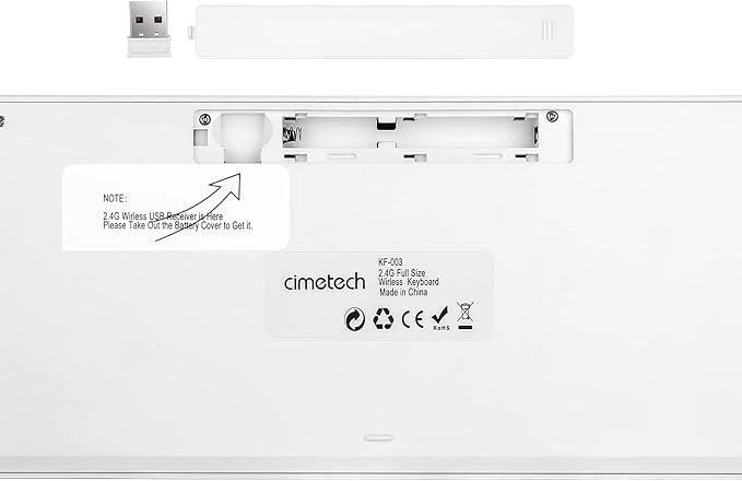 cimetech 2.4GHz Wireless Keyboard with Number Pad Full Size Design for Laptop Desktop PC Tablet, Windows iOS Android - Grey