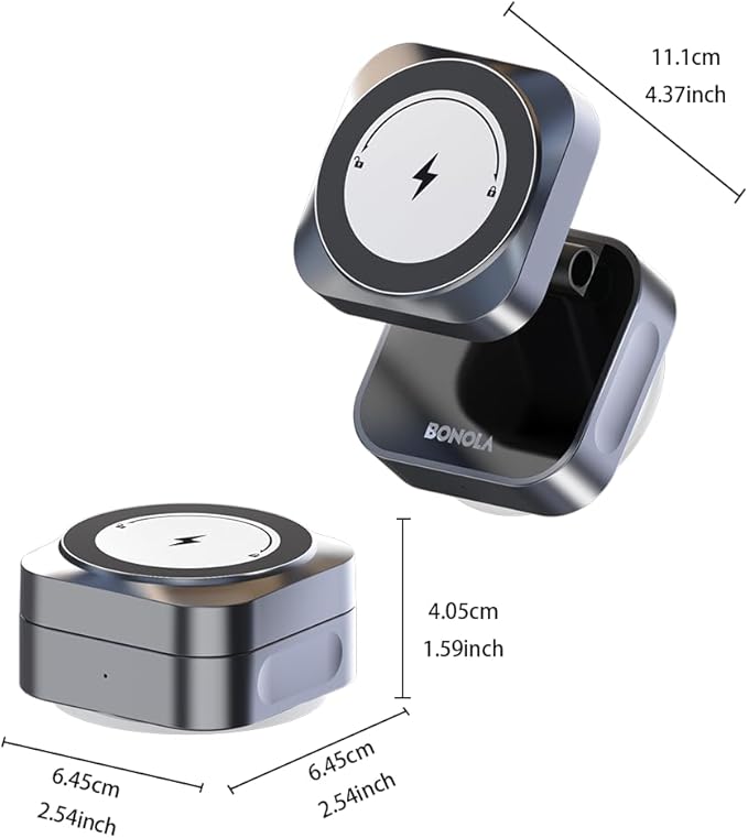 Vacuum Magnetic Suction Phone Holder, 15W Wireless Charger Foldable Suction Cup Stand for iPhone 17 16 15 14 13 12 Series, Portable Phone Mount Use in Car/Mirror/Glass/Screen/Smooth Surface