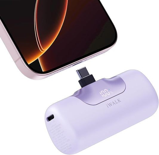 iWALK Portable Charger 5500mAh Next-Gen Small Power Bank 22.5W Fast Charging Battery USB-C Portable Phone Charger for iPhone 17/16/15 17 Plus 17 Pro Max iPad, Samsung Galaxy S25 S24 S23 Android,Purple