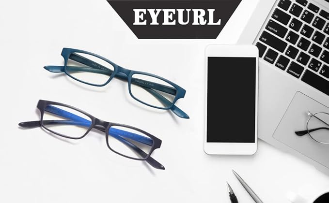 EYEURL 2-Pack Reading Glasses for Women Men Neck Hanging Blue Light Blocking Glasses With Spring Hinge Computer Readers