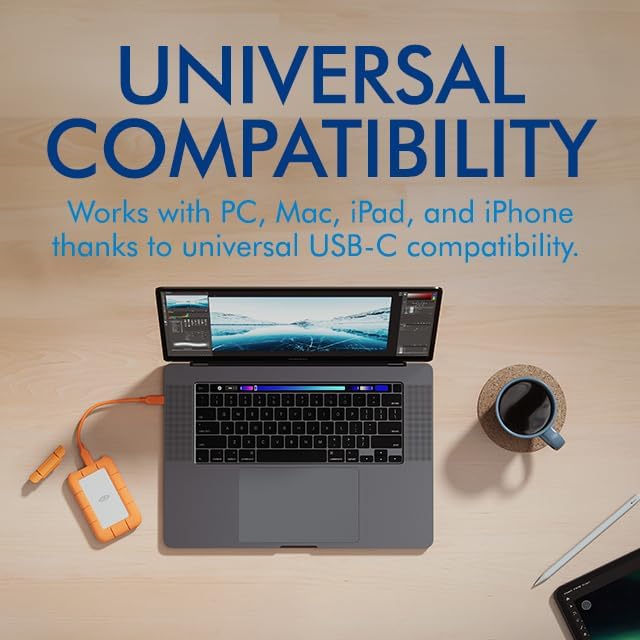 LaCie Rugged Mini SSD 1TB Solid State Drive - USB 3.2 Gen 2x2, speeds up to 2000MB/s, Compatible with PC, Mac, and iPad (STMF1000400)