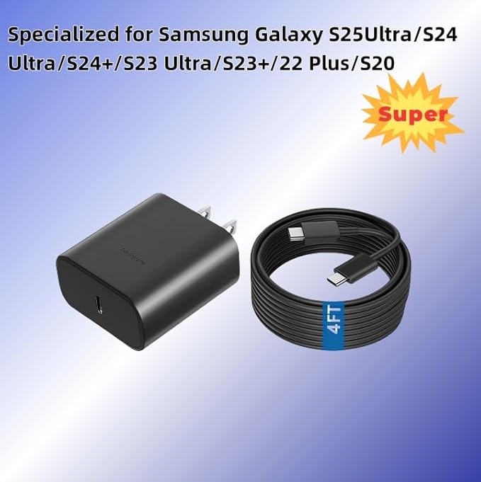 45W Super Fast Charger Type C, USB-C Fast Charger for Sumsung S25 Ultra/S25/S25+/S24 Ultra/S24/S24+/S23 Ultra/S23/S23+/S22 Ultra S22+/S22 ultra/S22