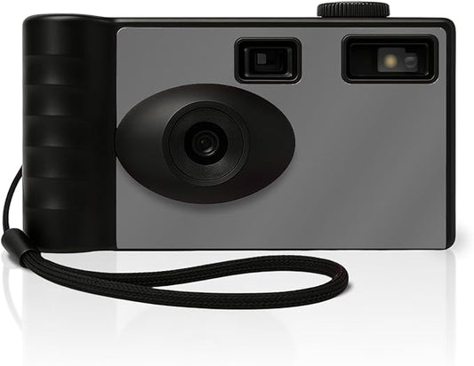 LENSY Screen Free Digital Camera | Four Built in Filters | Rechargeable, 8mp, Lightweight, Focus-Free, Auto-Flash, Easy-to-Use, Reusable, Retro Film-Style Photos (Gray)