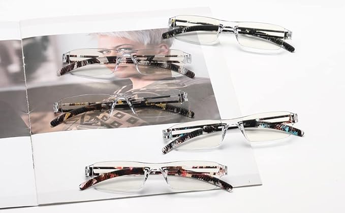 Viseng 3 pairs of reading glasses, blue light blocking glasses, computer reading glasses for men and women, fashionable rectangular one-piece glasses frame+1.5(Red)