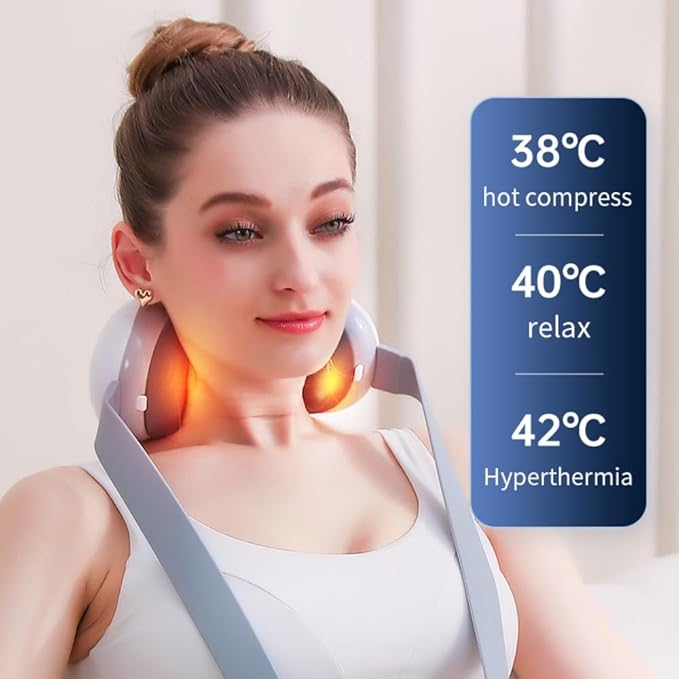 Mini Neck Massager with Handle, Electric Shoulder Massager with 12 Speeds for Pain Relief Deep Tissue, Neck, Back, Shoulder, White