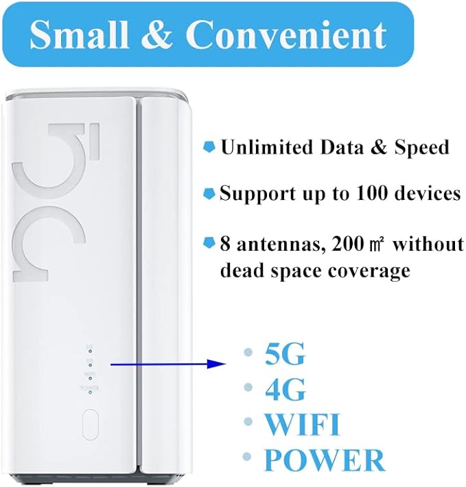 UOTEK 5G CPE Router with SIM Card Slot, NSA SA WiFi 6 5G Router Dual Band Cellular Modem for Home Office Indoor Wireless Internet Router