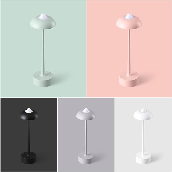 DAWALIGHT Rechargeable Lamps, Cordless Lamp with 5200mAh Battery Operated Lights,3 Color Stepless Dimming up Outdoor Table Lamp for Restaurant, Home, Bedroom, IP44 Waterproof, Aluminium,Grey