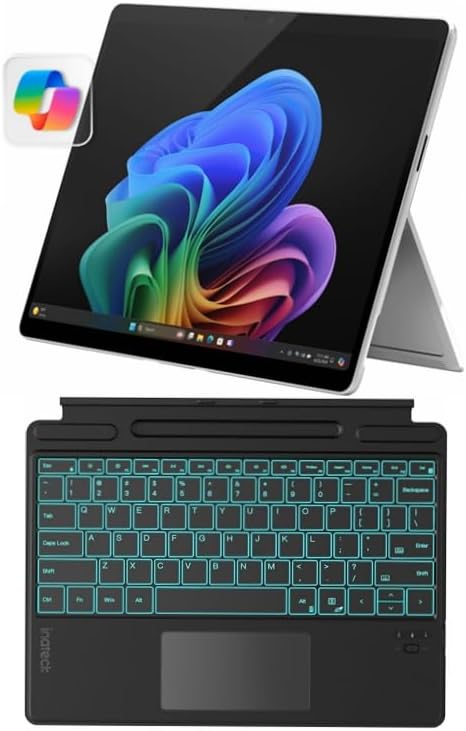 Microsoft Certified Refurbished Surface Pro 11 (2024), 13" Touchscreen 2-in-1, Snapdragon X Plus, 16GB RAM, Inateck Bluetooth Backlit Keyboard, Warranty (Platinum, 16GB RAM，512GB SSD)