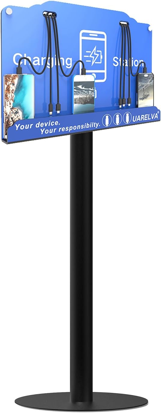 Floor Stand Cell Phone Charging Station for Multiple Device | 8 Charging Ports Charger Station | Compatible with Smartphone Tablets | Applicated for Library, School, Hotel, Shopping Malls, Airport