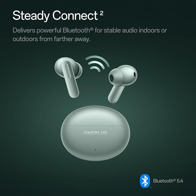 OnePlus Buds 4 Bluetooth Wireless Earbuds, Zen Green, E513A, in-Ear, True Wireless with Active Noise Cancellation
