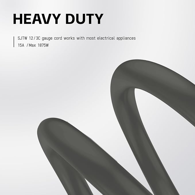 EP 2 Pack 25 Ft Lighted Outdoor Extension Cord - 12/3 SJTW Heavy Duty Grey Extension Cable with 3 Prong Grounded Plug - Power Cord for Lawn, Garden, Appliances