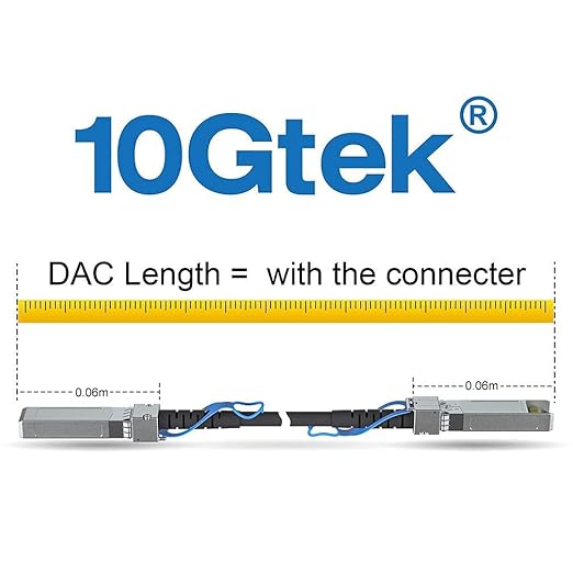 10Gtek 10G SFP+ DAC Twinax Cable, SFP+ to SFP+ Direct Attach Copper Passive for Ubiquiti UniFi, Meraki, Mikrotik, Fortinet, Netgear, D-Link, TP-Link and More, 6 Meter(19.7ft)