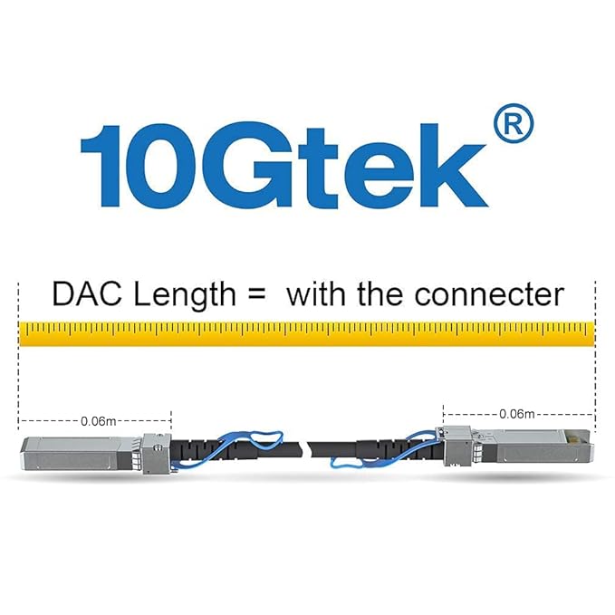 10Gtek SFP+ DAC Twinax Cable - 10GBASE-CU Passive Direct Attach Copper SFP Cable for Cisco SFP-H10GB-CU2M, Ubiquiti UniFi UC-DAC-SFP+, Meraki, Fortinet, D-Link, 2-Meter(6.6ft) | 0.25-12m Optional