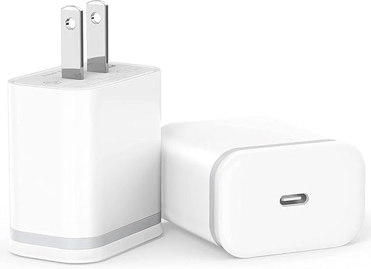 for iPhone 17 16 Charger, Fast Charging USB C Block 2-Pack 20W Type-C Phone Wall Plug Portable Power Adapter USBC Brick USB-C Box 15 14 13 12 11 Air Pro Max Plus XS X XR SE 8 7 6 Pad Mini