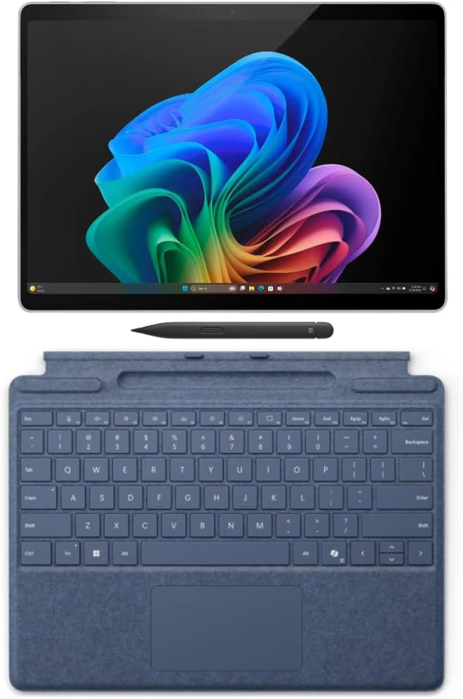 Microsoft Surface Pro 11 Bundle, 13" Copilot+ PC with Sapphire Pro Keyboard & Slim Pen, AI Tablet Essential Bundle for Surface Pro 11, 16GB RAM, 512GB SSD, Win 11 Pro