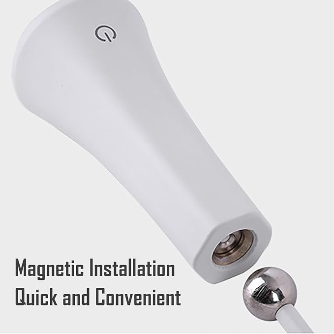 5 Modes Rechargeable LED Lamp with Magnet Swivel Joint, Touch Control, Adjustable Brightness, Color, 360° Angle, Can Become Desk Lamp, Clip Lamp, Wall Lamp, Flashlight, Portable Charger (White)