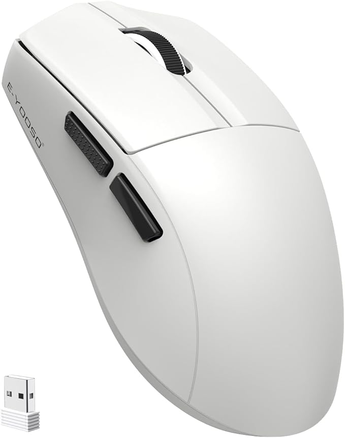 XuanGui Wireless Gaming Mouse,2.4G/BT/USB-C Wired,5-Level DPI 4000 Max,50g Lightweight,1000Hz Polling Rate,Macro Program,Side Buttons,44-Hour Battery Life,For Laptop/PC/Computer/Mac/Tablet (White-1)