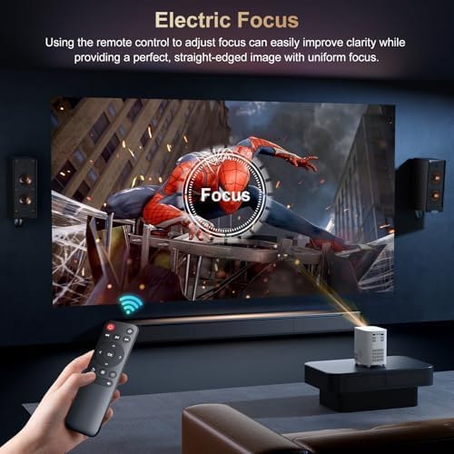 [Electric Focus] Projector with WiFi and Bluetooth, Native 1080P 15,000 Lumens 4K Supported, Agreago Outdoor Movie Projector for Home Theater UP to 300", for iOS/Android/TV Stick/HDMI/USB