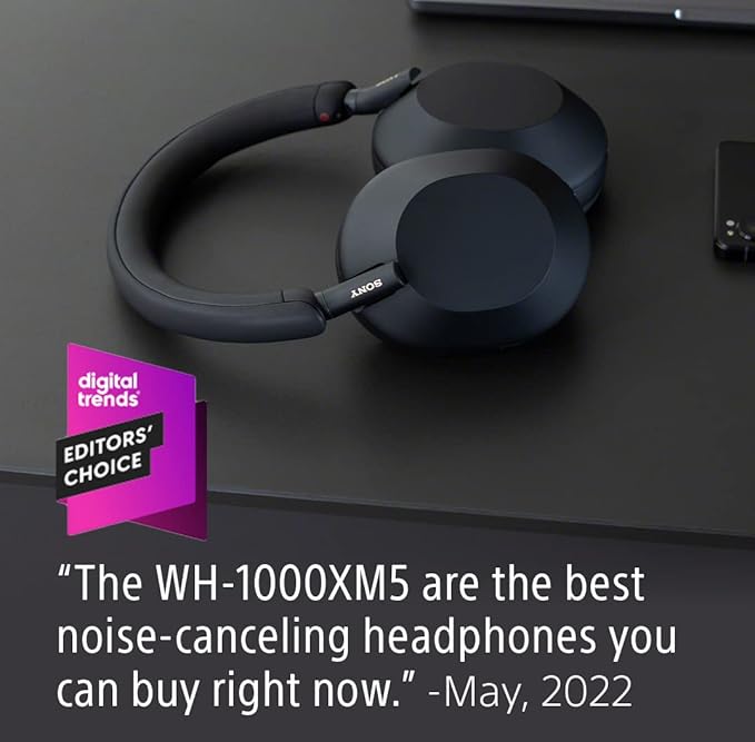 Sony WH-1000XM5 Premium Noise Canceling Headphones, Auto NC Optimizer, 30-Hour Battery, Alexa Voice Control, Midnight Blue