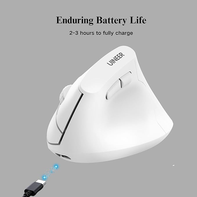 Ergonomic Mouse,Wireless Mouse,Bluetooth Vertical Mouse with BT5.0/4.0/2.4G, Rechargeable with Battery Indicator,Ergonomic Design for Comfort and Reduced Wrist Strain for Home,Office Use(White)
