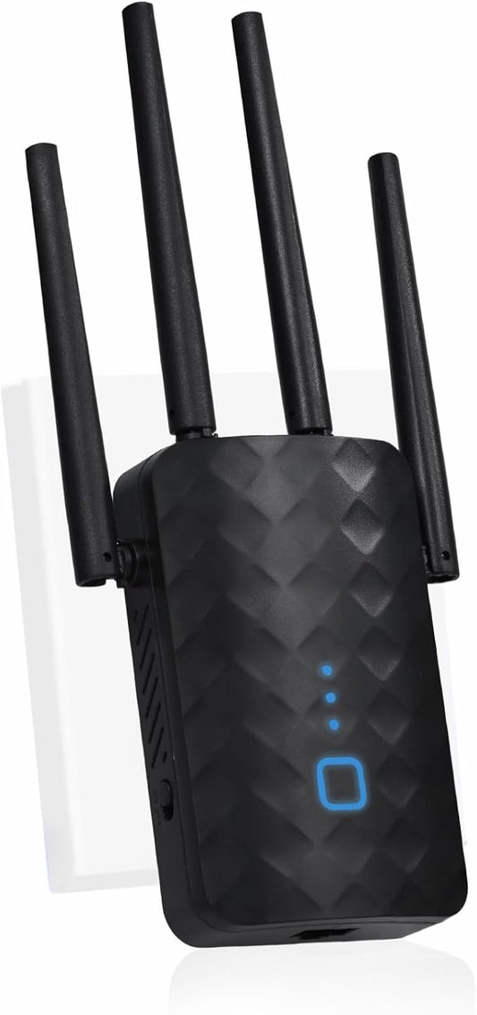 2025 WiFi Extender Signal Booster for Home,AC1200Mbps Dual Band (5GHz/2.4GHz), Covers up to 10000 Sq.ft,Easy to Set Repeater Wireless with Ethernet Port (Black)