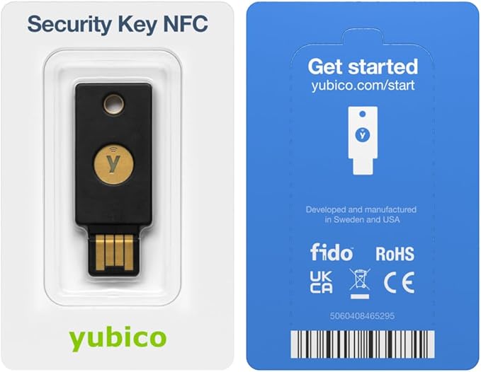 Yubico - Security Key NFC - Basic Compatibility - Multi-factor authentication (MFA) Security Key, Connect via USB-A or NFC, FIDO Certified